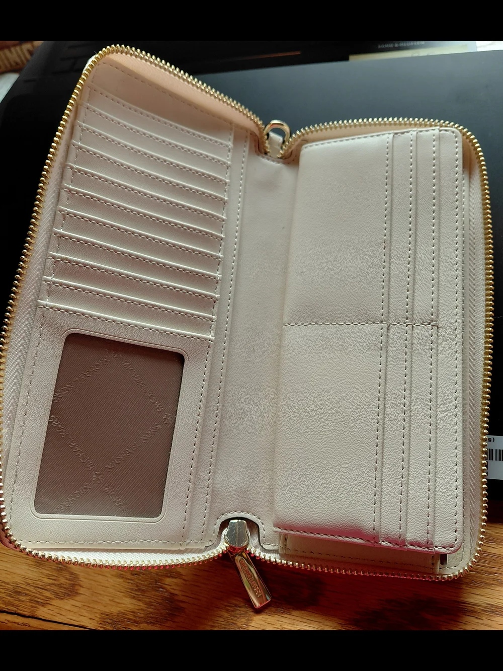 Michael Kors Cream Leather Wallet with Gold Logo